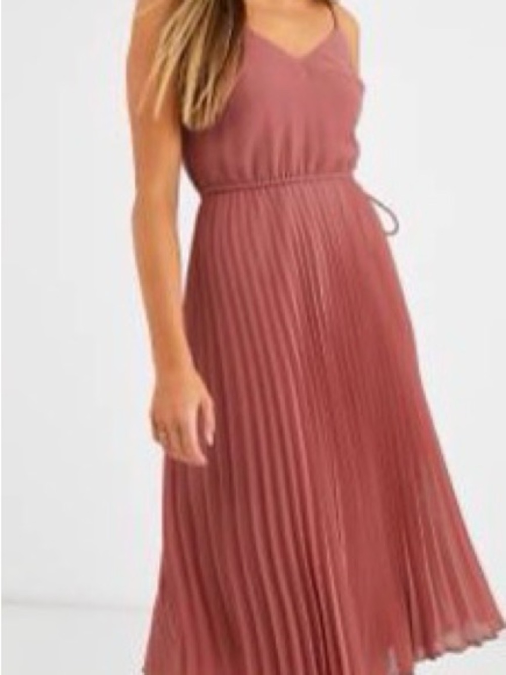 ASOS Rosewood Pleated V-Neck Midi Dress NEW
